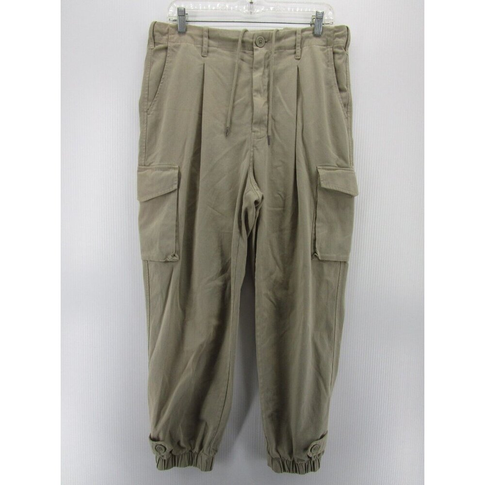 Monrow Pants Medium Cargo Jogger Pleated Chino Drawstring Preppy 34X27